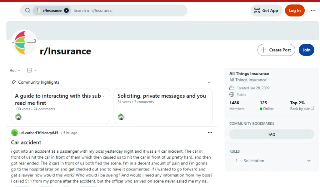 Insurance subreddit